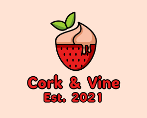 Strawberry Sundae Dessert logo design