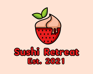 Strawberry Sundae Dessert logo design