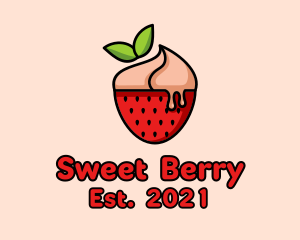 Strawberry Sundae Dessert logo design