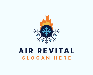 Snowflake Flame Cooling logo design