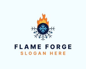 Snowflake Flame Cooling logo design