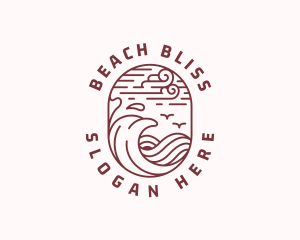 Beach Travel Lineart logo design