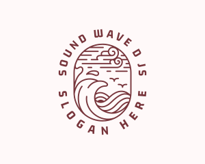 Beach Travel Lineart logo design