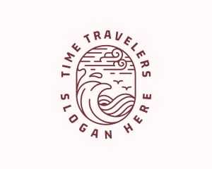 Beach Travel Lineart logo design