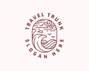 Beach Travel Lineart logo design