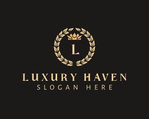 Luxury Crown Wreath logo design