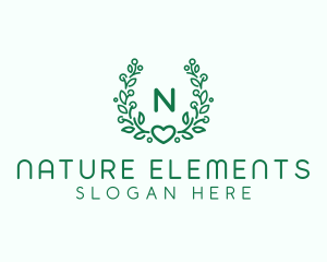 Natural Heart Wreath logo design