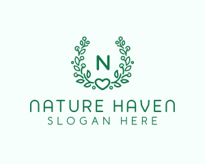 Natural Heart Wreath logo design