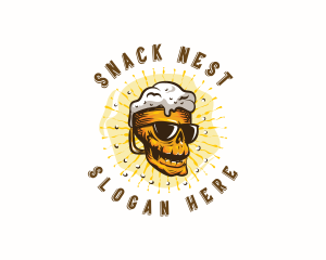 Skull Beer Mug logo design