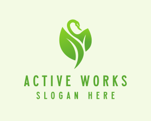 Green Eco Swan  logo design