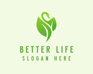 Green Eco Swan  logo design