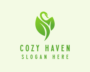 Green Eco Swan  logo design