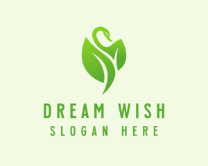 Green Eco Swan  logo design