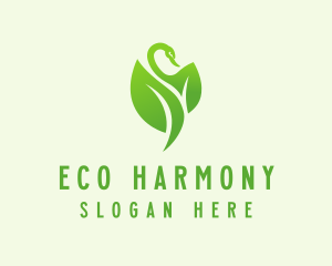 Green Eco Swan  logo design