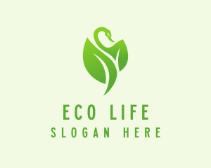 Green Eco Swan  logo design