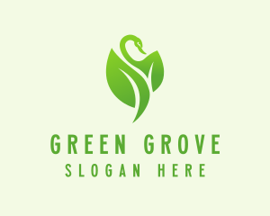 Green Eco Swan  logo design