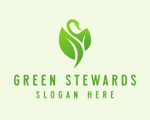 Green Eco Swan  logo design