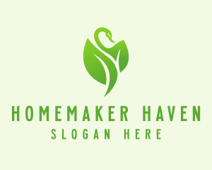 Green Eco Swan  logo design