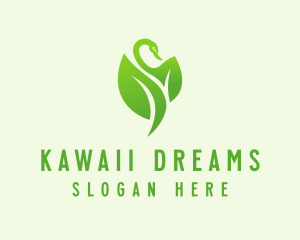 Green Eco Swan  logo design