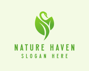 Green Eco Swan  logo design