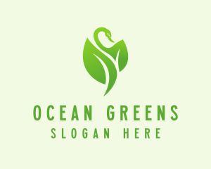 Green Eco Swan  logo design