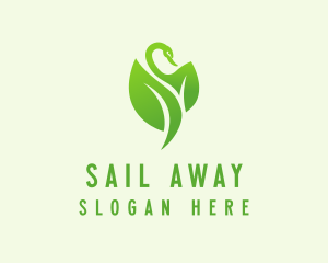 Green Eco Swan  logo design