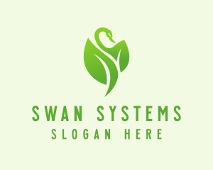 Green Eco Swan  logo design