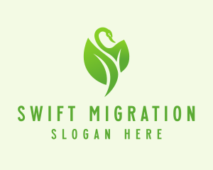 Green Eco Swan  logo design