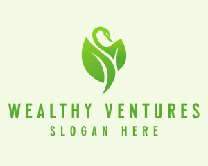 Green Eco Swan  logo design