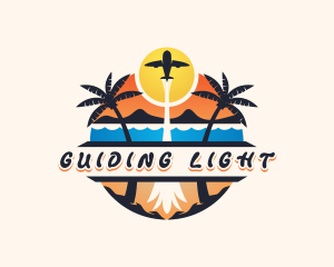 Plane Travel Beach logo design