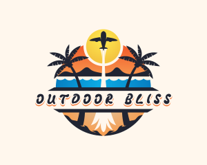 Plane Travel Beach logo design