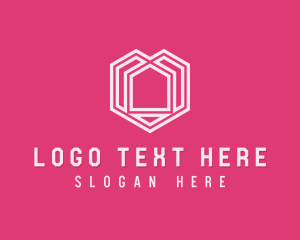 Pink Geometric House logo design