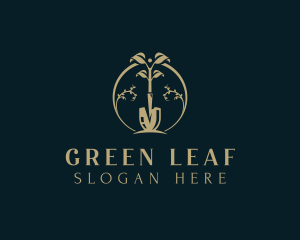 Leaf Plant Shovel logo design