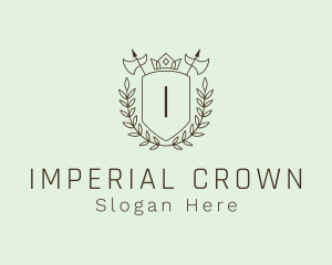 Axe Crown Shield Letter logo design