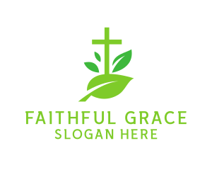 Leaf Religion Church Crucifix logo