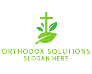 Leaf Religion Church Crucifix logo