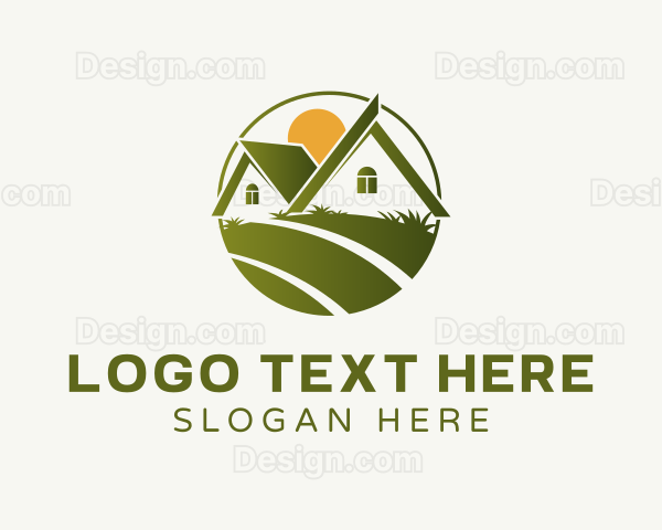 House Lawn Grass Logo