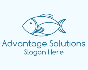 Blue Fish Monoline logo design