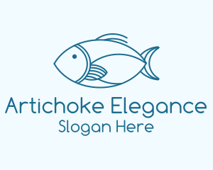 Blue Fish Monoline logo design