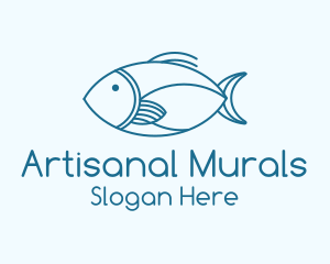 Blue Fish Monoline logo design