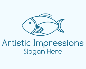 Blue Fish Monoline logo design