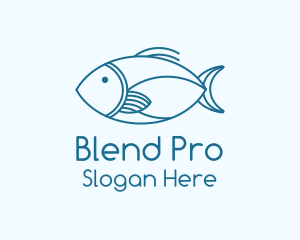 Blue Fish Monoline logo design