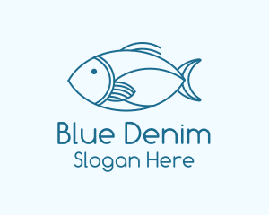 Blue Fish Monoline logo design