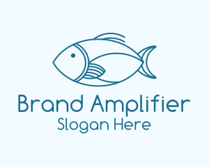 Blue Fish Monoline logo design