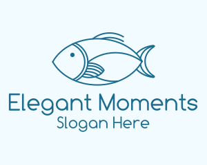 Blue Fish Monoline logo design