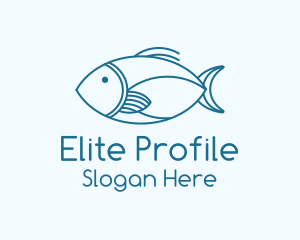 Blue Fish Monoline logo design