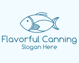 Blue Fish Monoline logo design