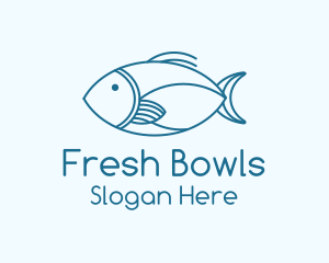 Blue Fish Monoline logo design