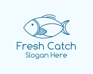 Blue Fish Monoline logo design