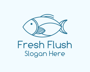 Blue Fish Monoline logo design